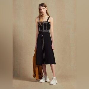 Sandro Edith Sleeveless Knitted Midi Dress In Black Fr 36